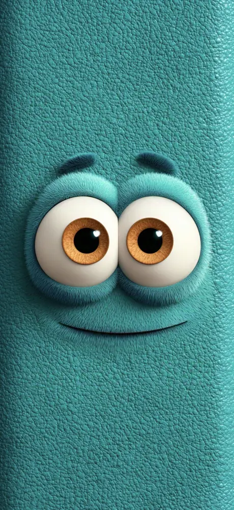 可爱卡通蓝色毛绒眼睛壁纸 1440×3130