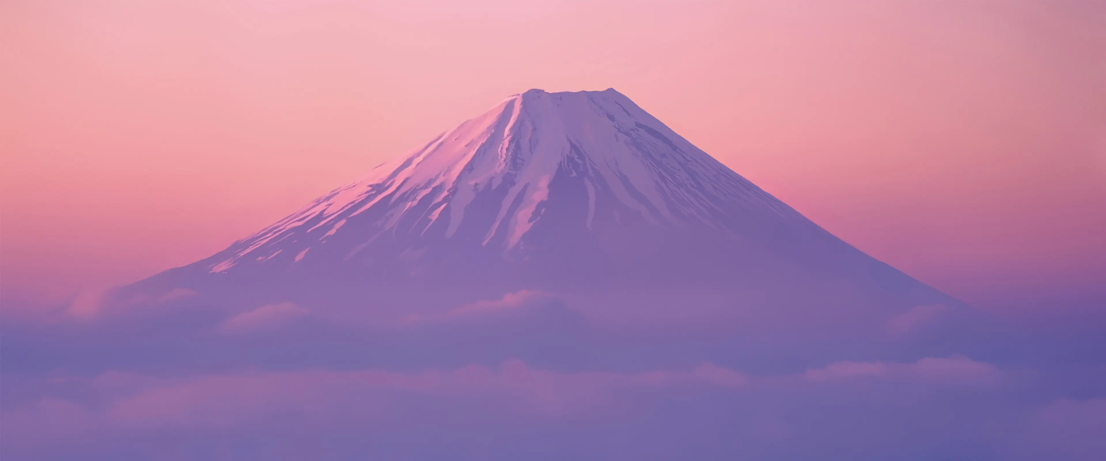 粉色天空下的雪山之巅 3840×1600 预览图