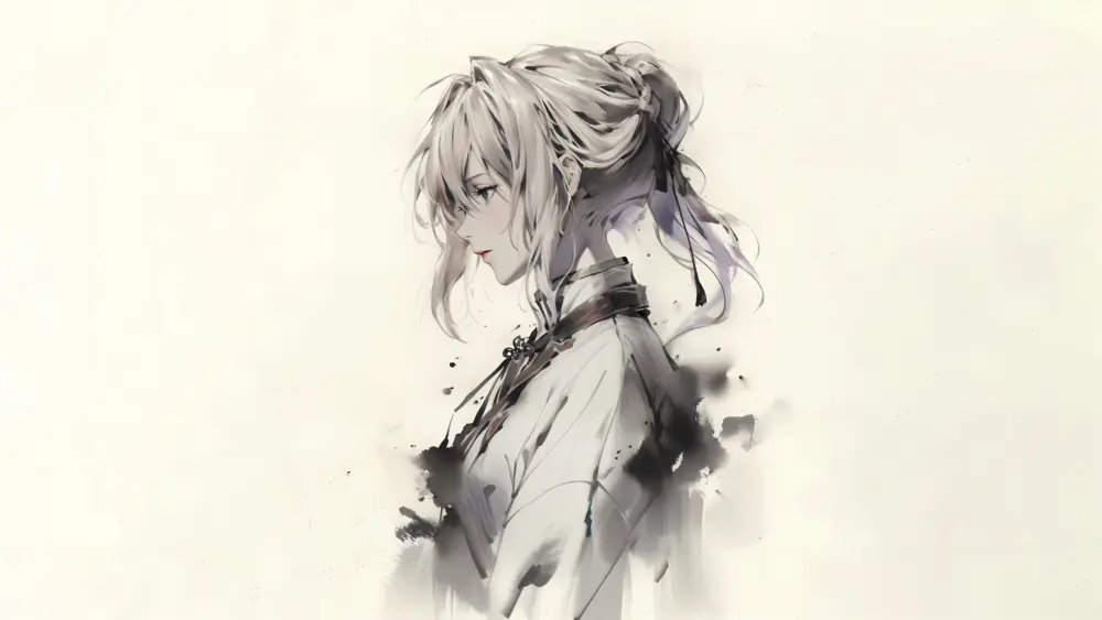 水墨风动漫少女侧颜壁纸 3840×2160