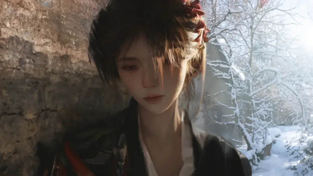 雪中红梅古风女子壁纸 3840×2160