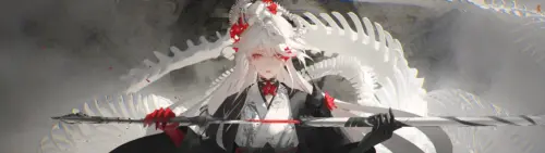 白发红瞳女子与龙骨长枪 11022×3100 缩略图
