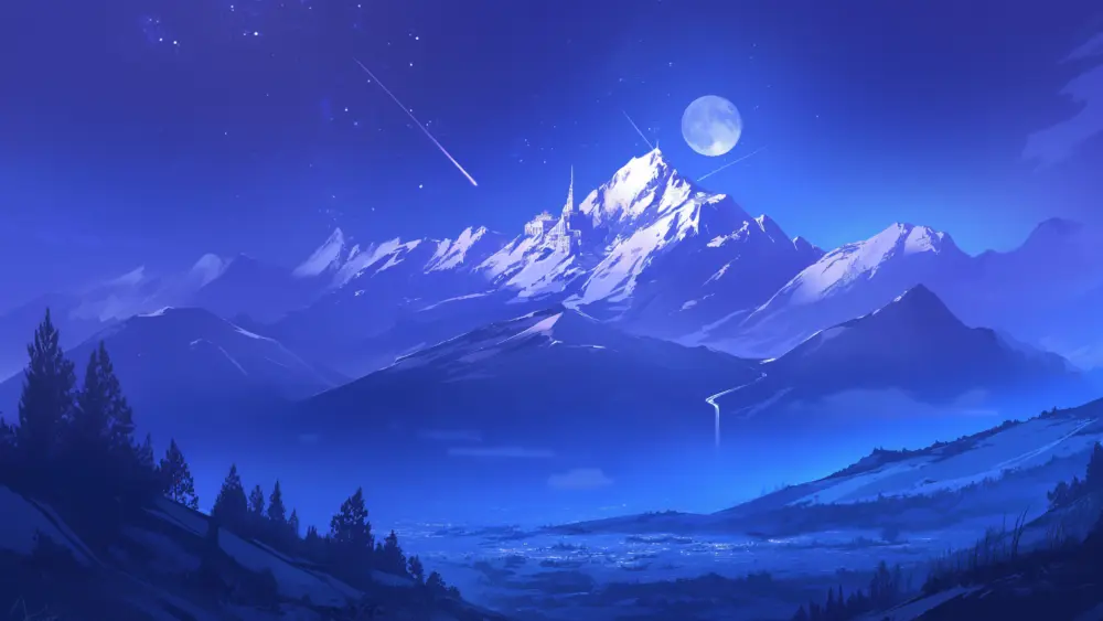 夜色雪山星月壁纸 3840×2160