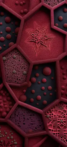 中国风红色纹理细胞壁纸 1439×3130 缩略图