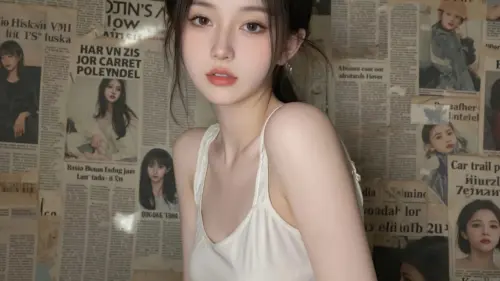 报纸背景下的优雅少女 3840×2160 缩略图