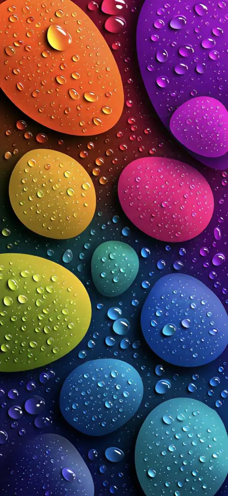 彩色水滴鹅卵石壁纸 942×2048