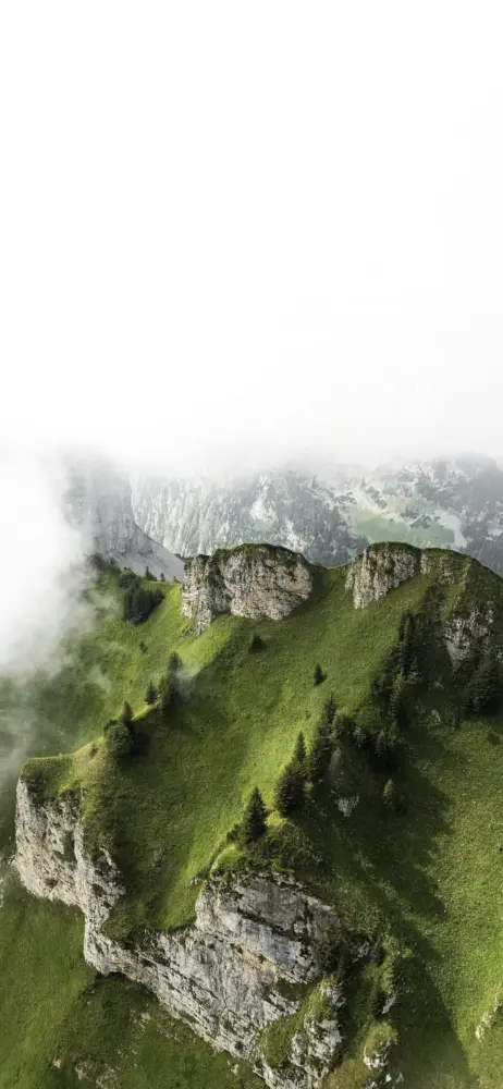 葱郁山峦云雾缭绕壁纸 1440×3120