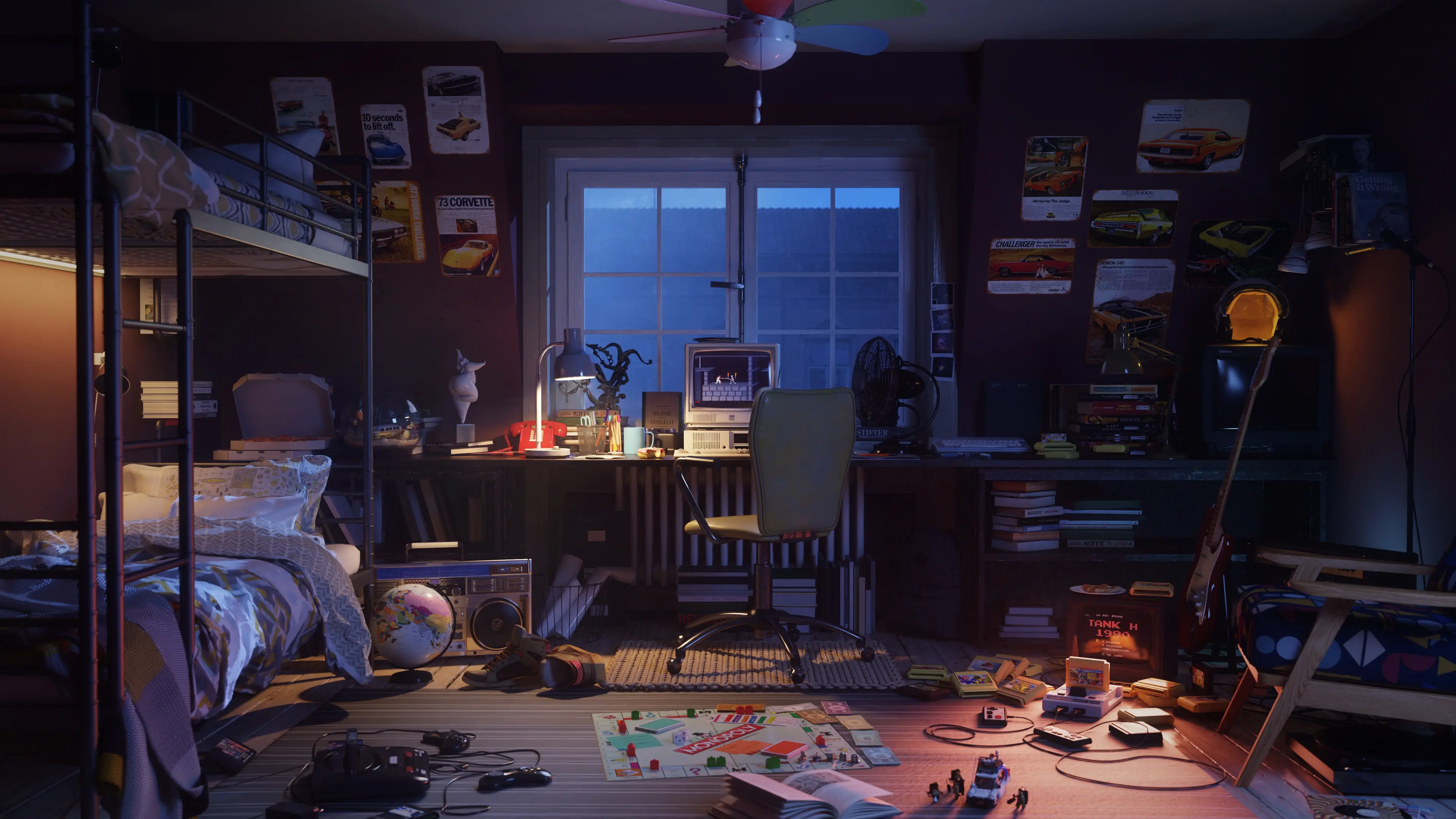 温馨居家卧室一角夜景壁纸 3840×2160 预览图