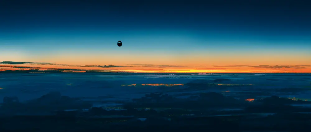 暮色天际一盏灯 5640×2400