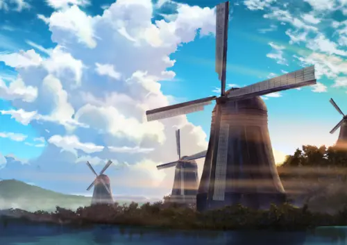 蓝天白云风车唯美壁纸 3508×2480 缩略图