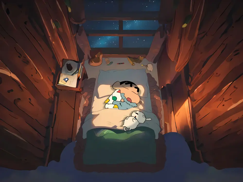 温馨夜晚蜡笔小新甜梦壁纸 3840×2880