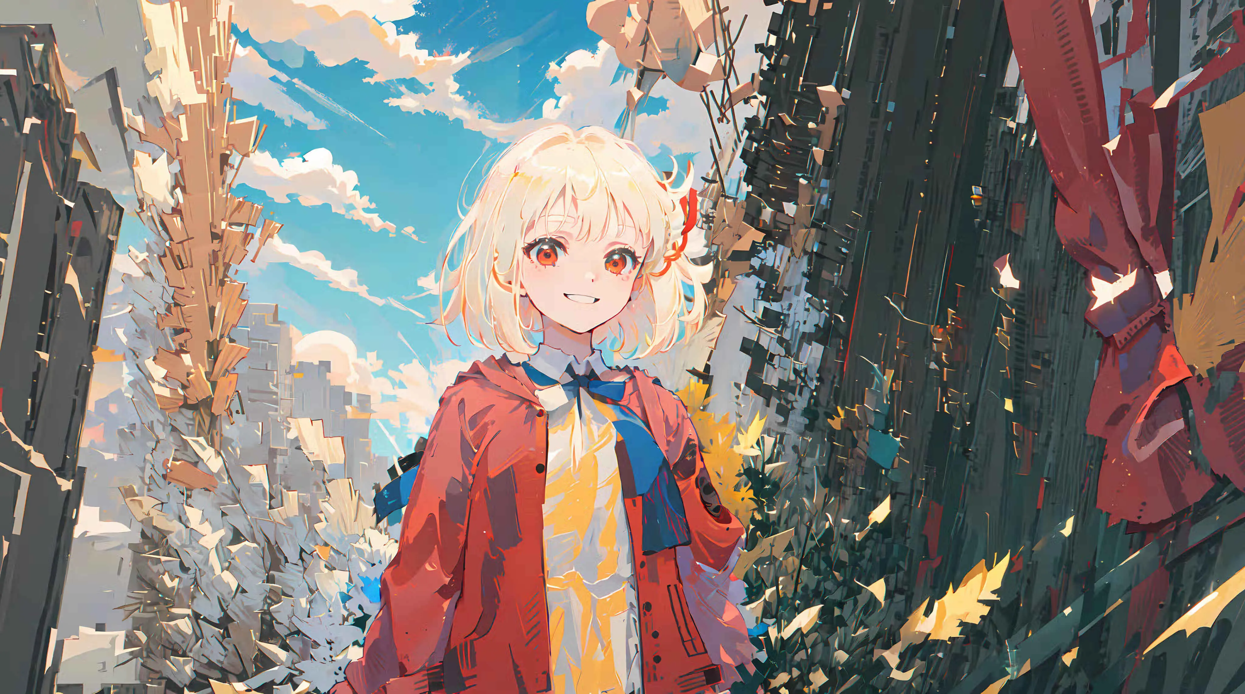 城市街景中的可爱女孩壁纸 4096×2283 预览图