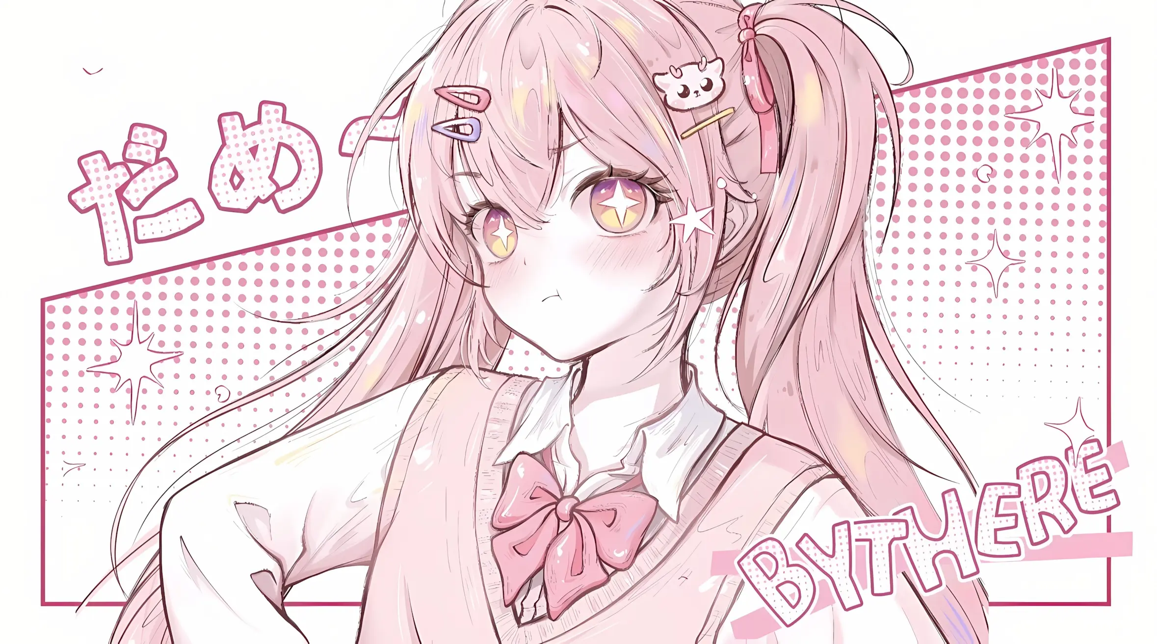 粉色可爱动漫少女校服壁纸 2358×1312 预览图