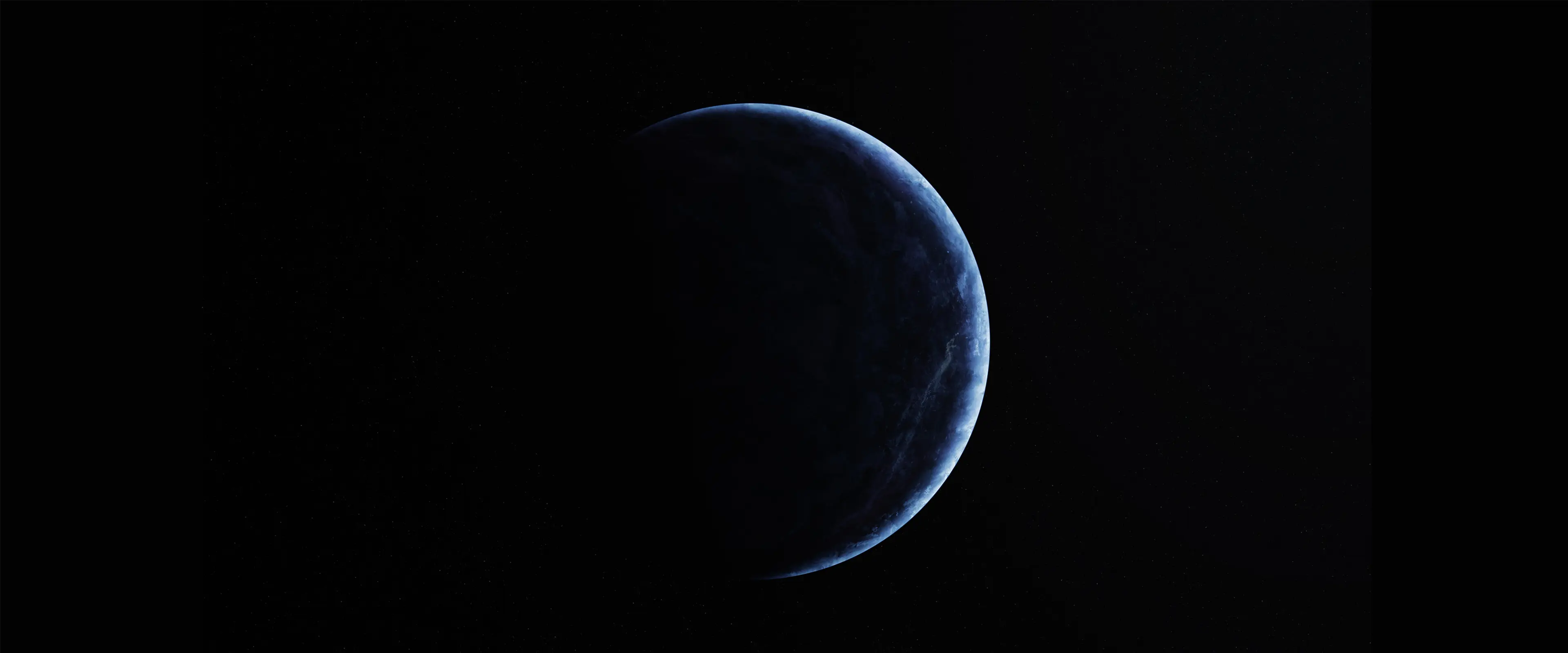 宁静宇宙中的蓝色星球壁纸 3840×1600 预览图