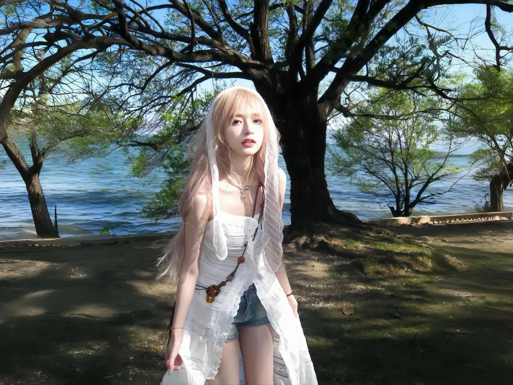 湖畔少女夏日清新壁纸 4032×3024