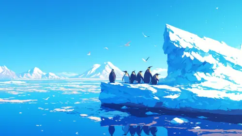 南极企鹅冰川唯美清新电脑桌面壁纸 缩略图