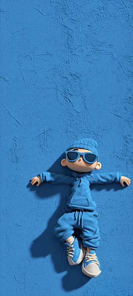 蓝色潮流玩偶壁纸 1440×3194