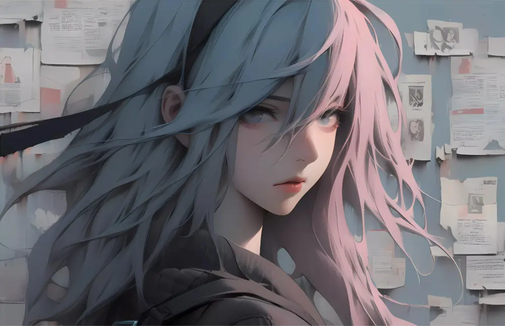 二次元少女灰色长发壁纸 4000×2582