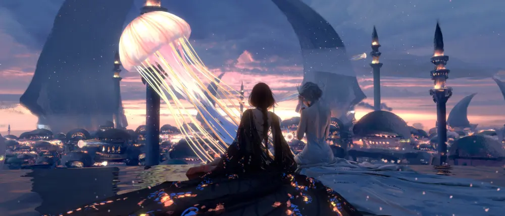 梦幻水城唯美背影壁纸 5000×2143