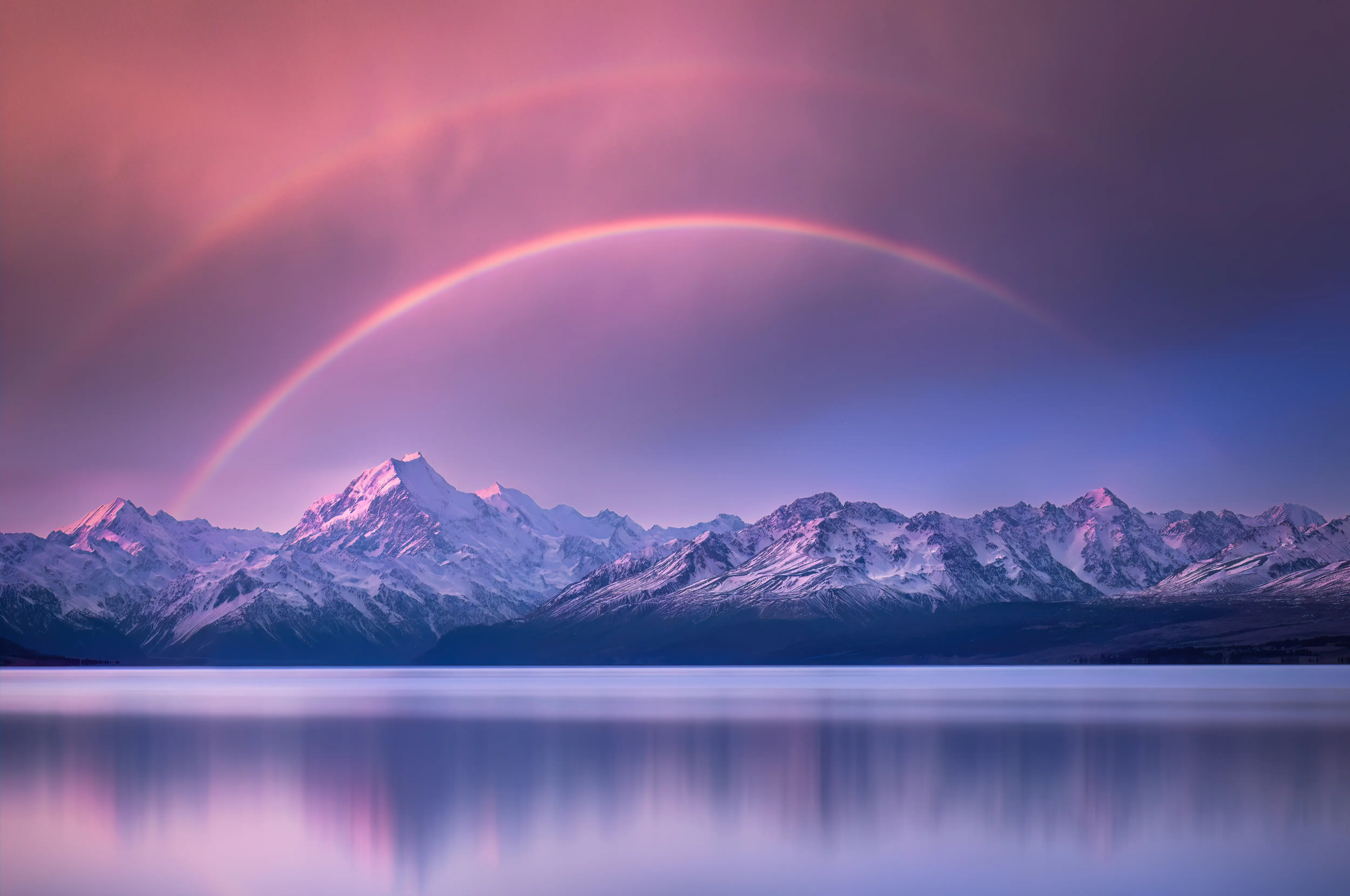 雪山彩虹湖面倒影唯美自然风光壁纸 预览图