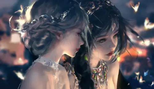 双生蝶舞梦幻少女壁纸 7680×4448 缩略图