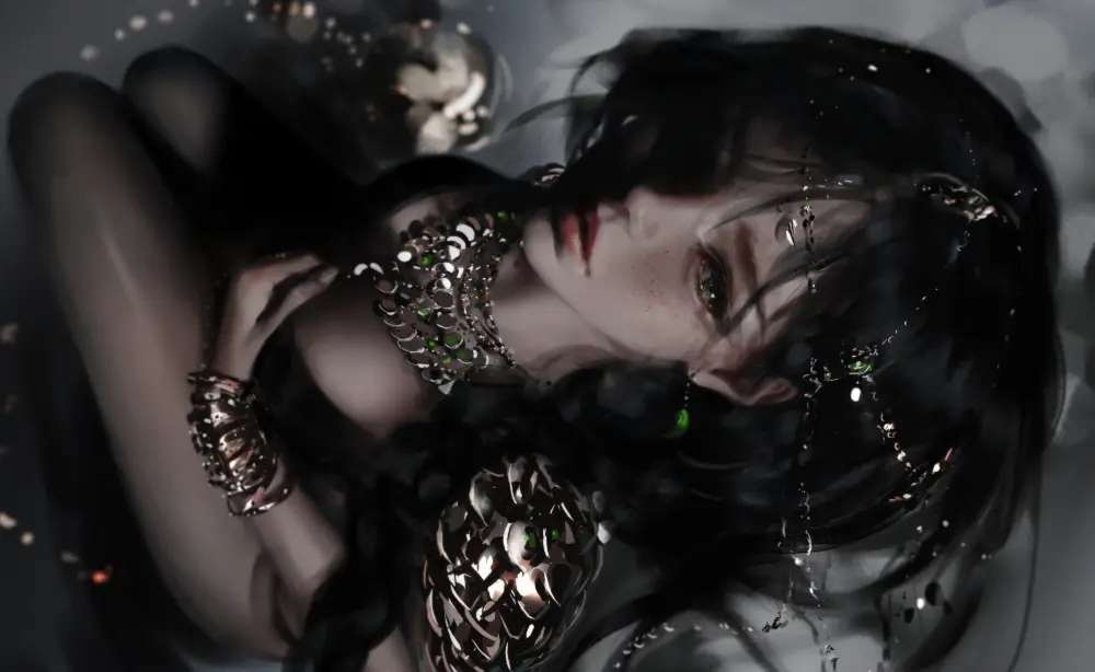 黑发珠宝美人壁纸 4000×2454