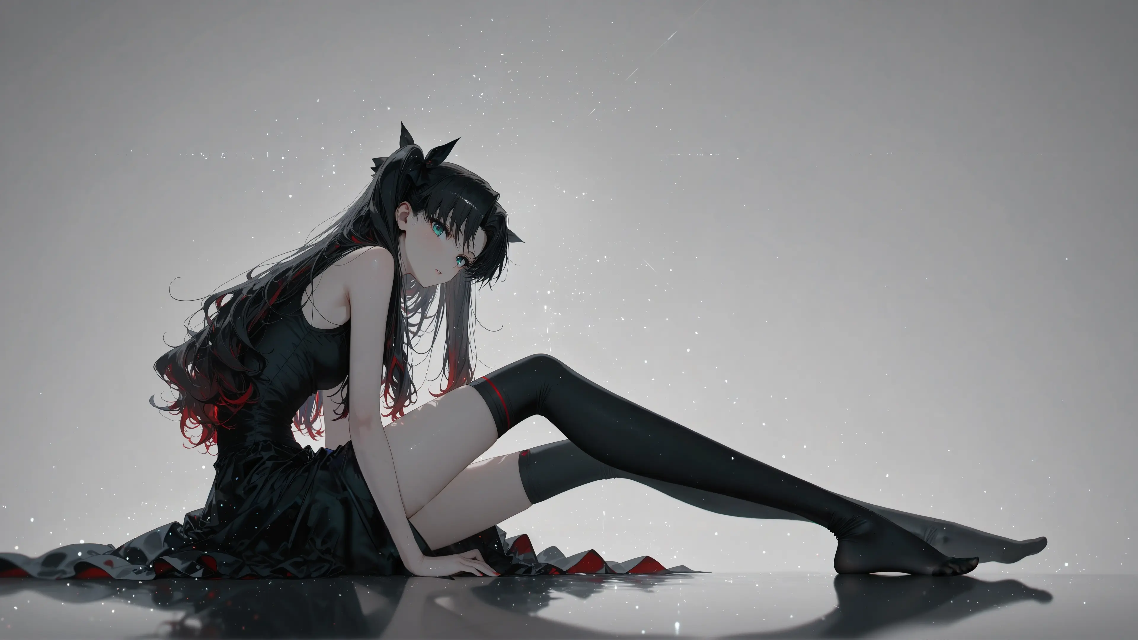 黑衣少女静坐壁纸 3840×2160 预览图