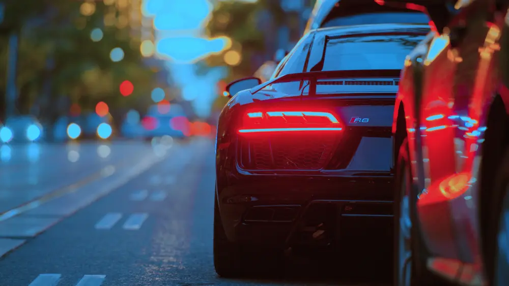 夜色街头跑车炫光壁纸 3840×2160