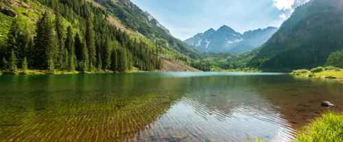绝美山湖映雪峰 绿色森林自然壁纸 3840×1600 缩略图