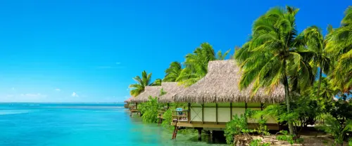 碧海蓝天茅草屋度假风光壁纸 3840×1600 缩略图