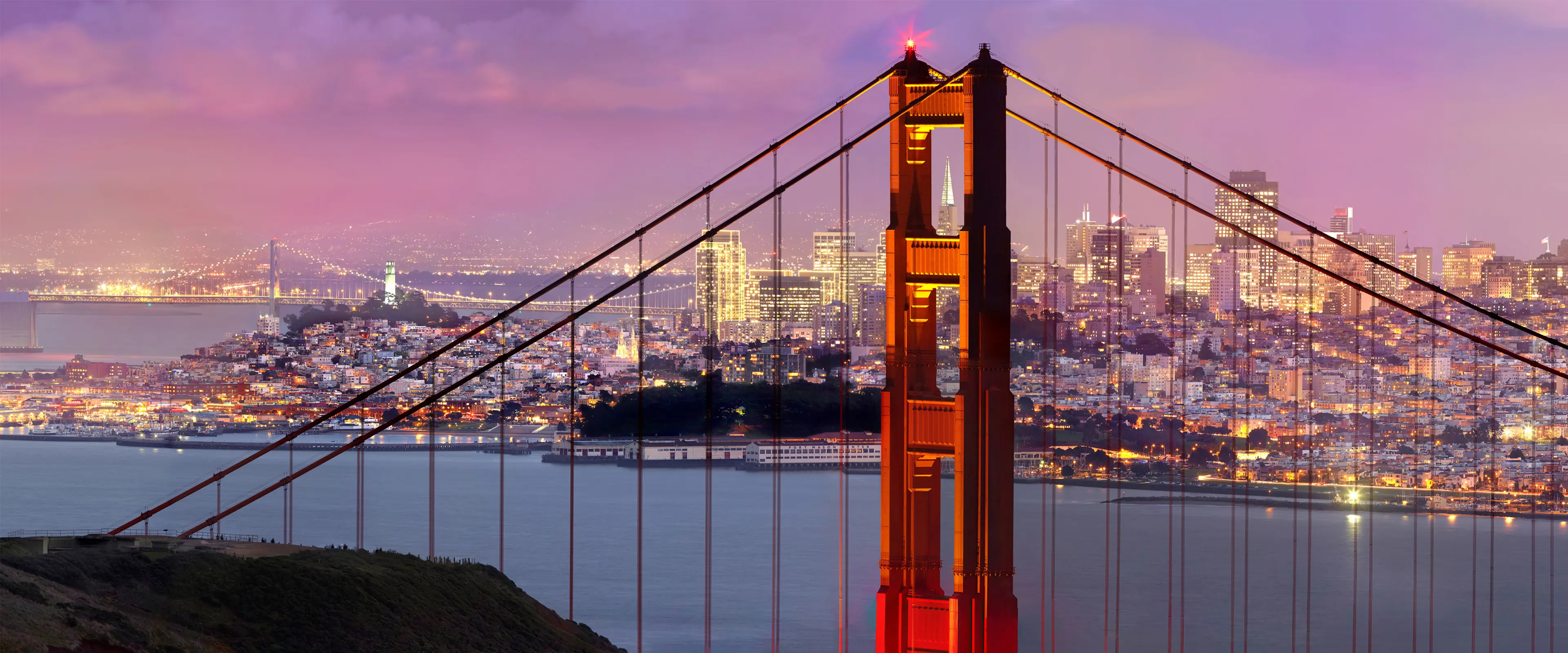 金门大桥夜景城市风光壁纸 3840×1600 预览图